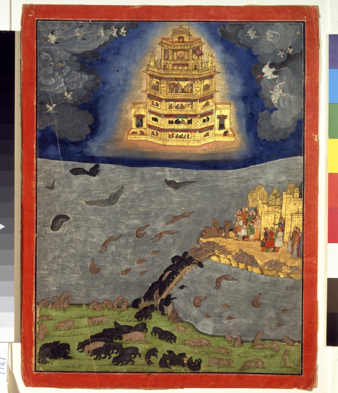 The Celestial Chariot, c.1650 (kağıt üzerinde opak suluboya ve altın) by Indian School