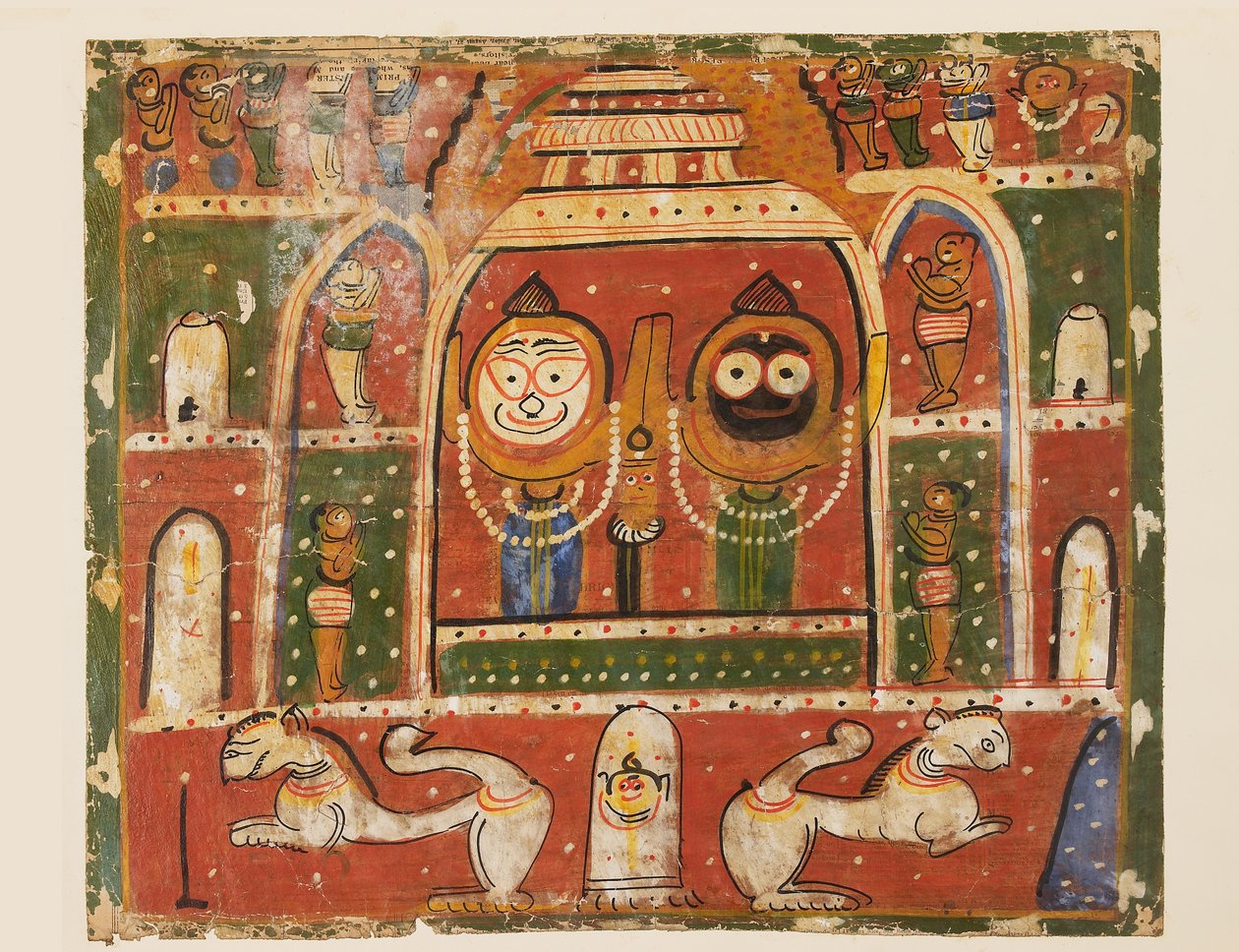 Puri'deki tapınaktaki Jagannatha Trio by Indian School