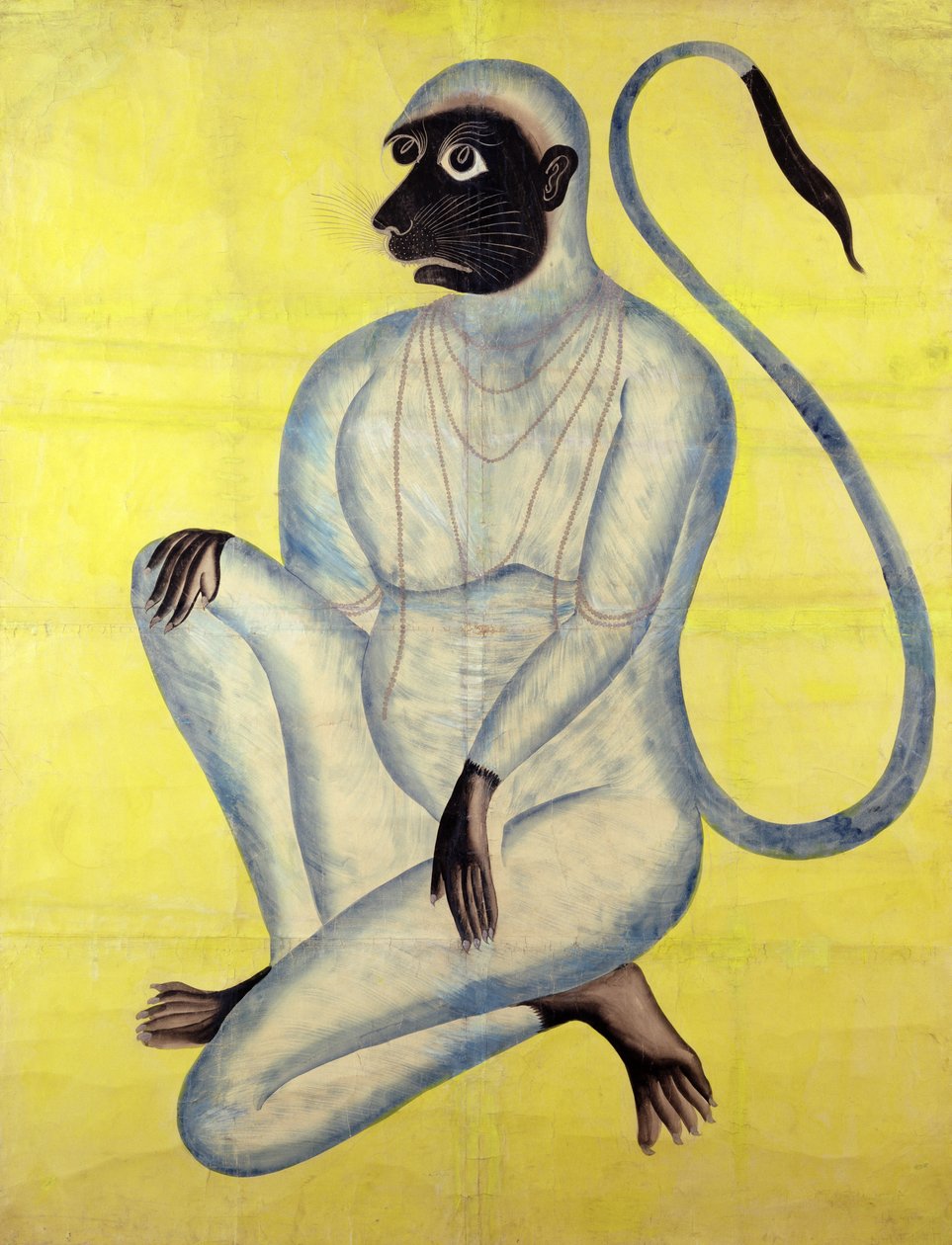 Maymun Tanrı Hanuman, Kalighat, Kalküta, c.1870 (kağıt üzerinde gümüş ile wc) by Indian School