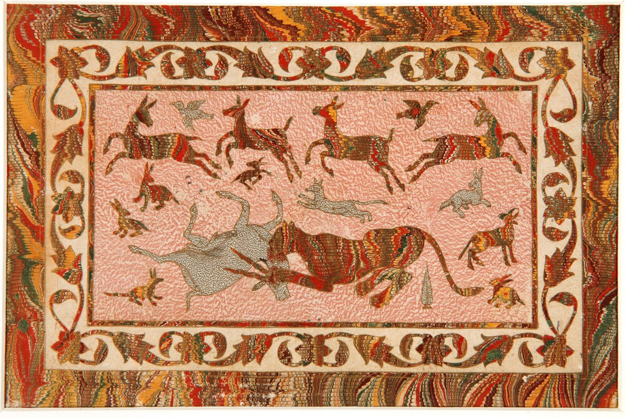 The Tigers Prey, c.1650 (kağıt üzerinde opak wc ve altın) by Indian School