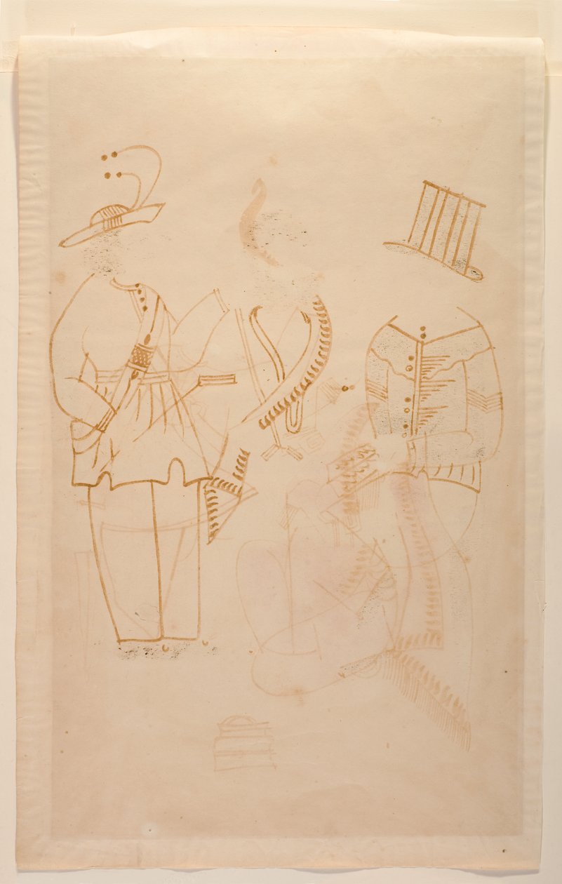 Katip Nabin, karısı Elokeshi'yi sebze soyucu ile öldürür, c.1880 (kağıt üzerine suluboya) by Indian School