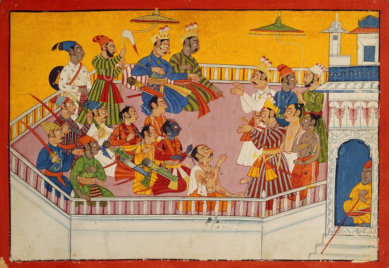 Düğün davetlileri toplanır, c.1700 (kağıt üzerinde opak klozet) by Indian School