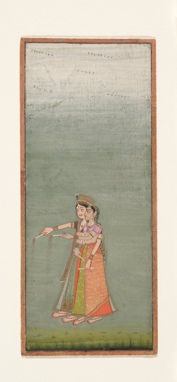 Havai Fişekli İki Saray Hanımı, c.1725 by Indian School
