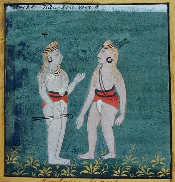 İki Kırık Kulaklı (kamphate) Yogiler, Dini Mendicants, Udaipur, c.1810-20 (kağıt üzerinde guaj) by Indian School