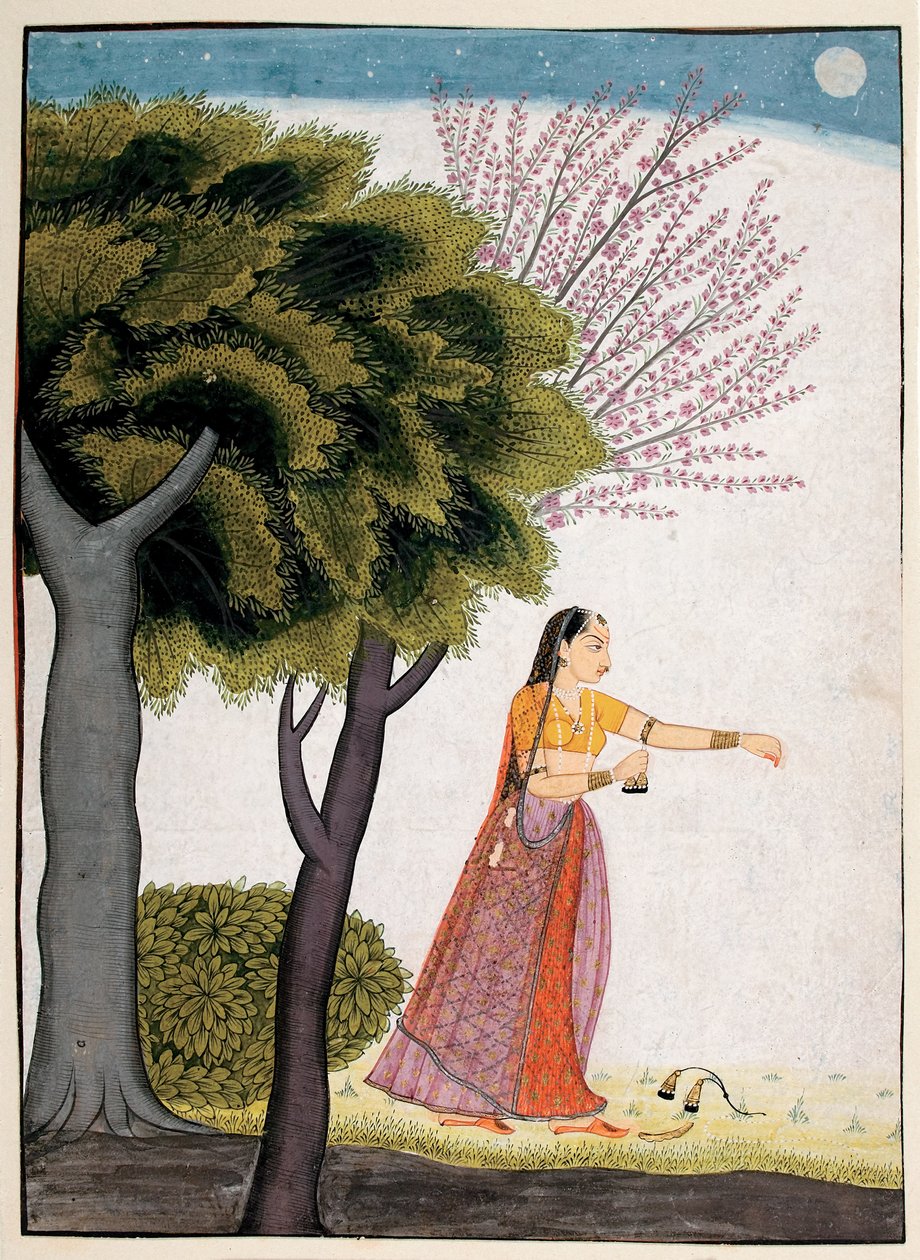 Vipralabdha nayika, c.1770 (kağıt üzerinde opak wc ve altın) by Indian School