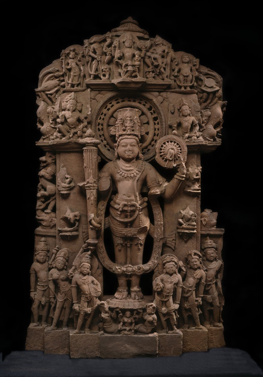 Vishnu ve Avatarları, c.10. yüzyıl (kumtaşı) by Indian School