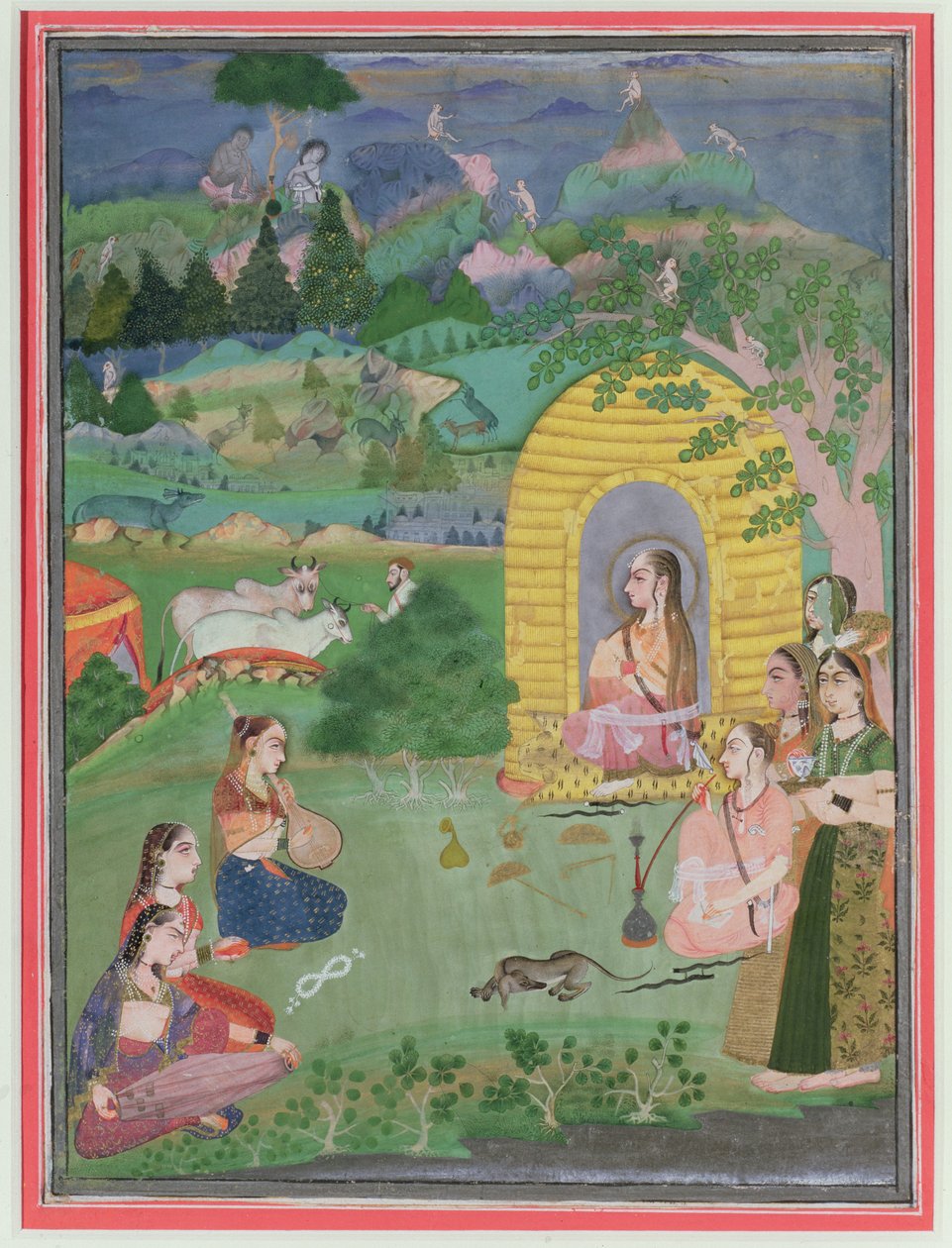 Yoginiler (kadın Hindu çilecileri) bir manzarada, Bikaner Okulu, c.1680 by Indian School