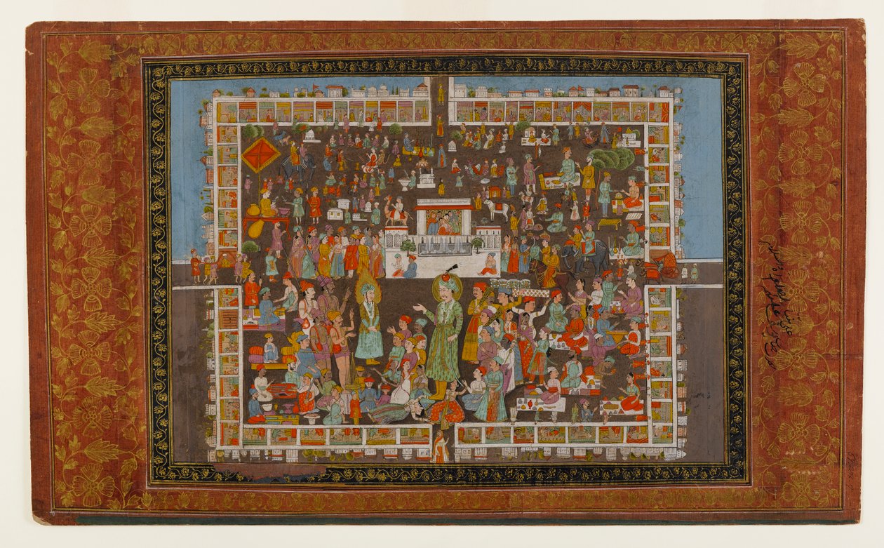 Yusuf ve Zulaykha, 1875-1900 (kağıt üzerinde opak wc ve altın) by Indian School