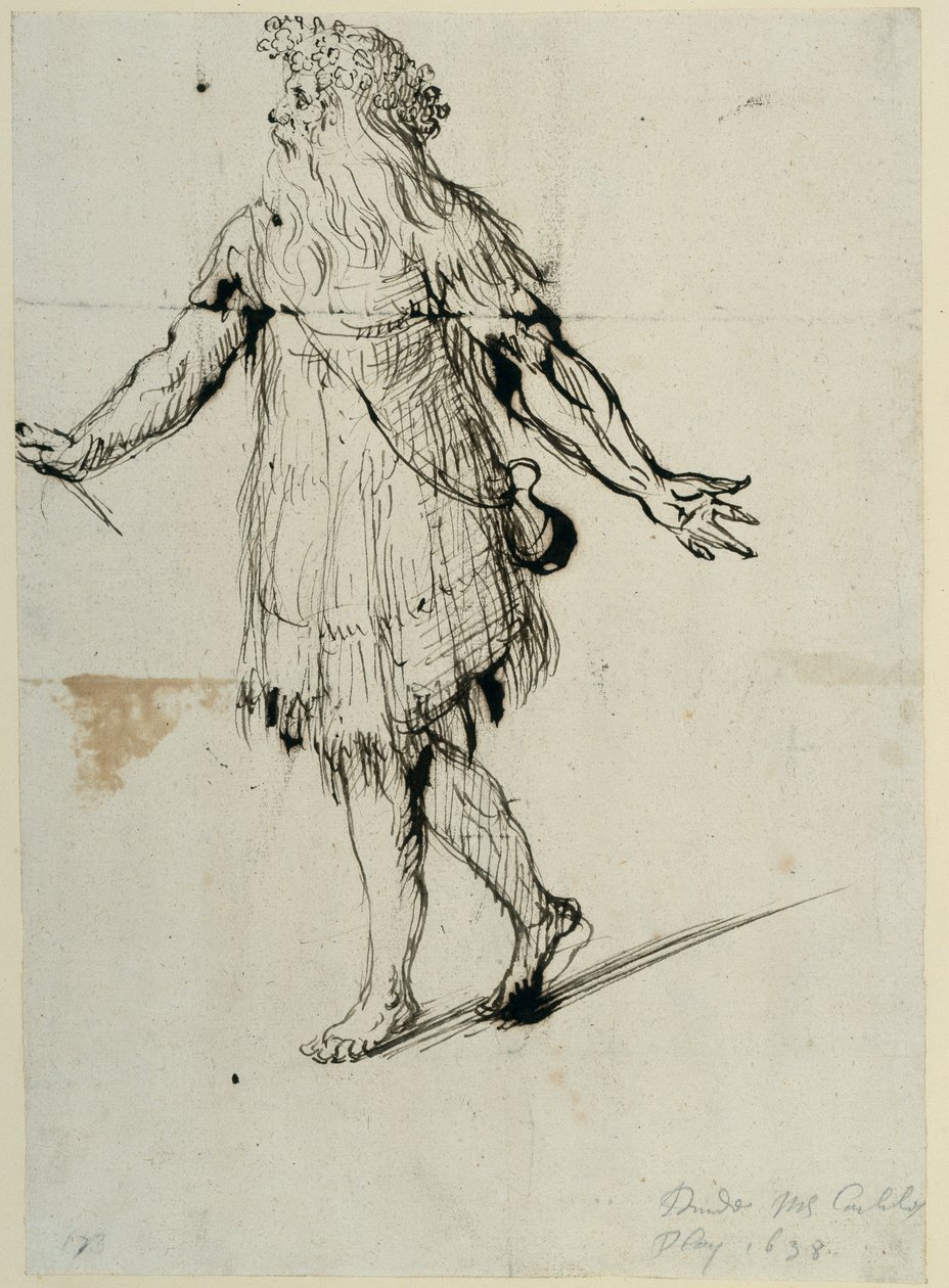 Bir büyücü, c.1638 (kağıt üzerine kalem ve mürekkep) by Inigo Jones