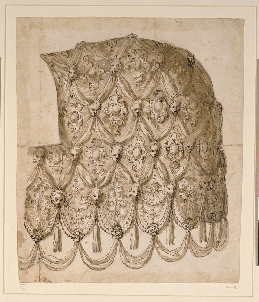 Bir at caparison (kağıt üzerinde kalem ve mürekkep) by Inigo Jones