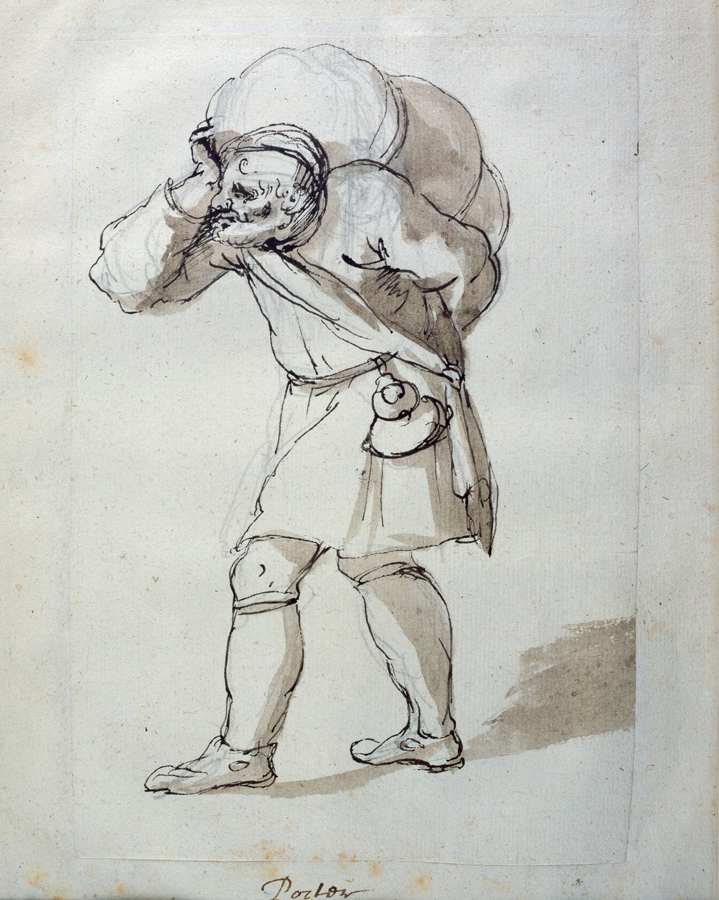 Bir hamal yüklü (kağıt üzerinde kalem ve mürekkep) by Inigo Jones