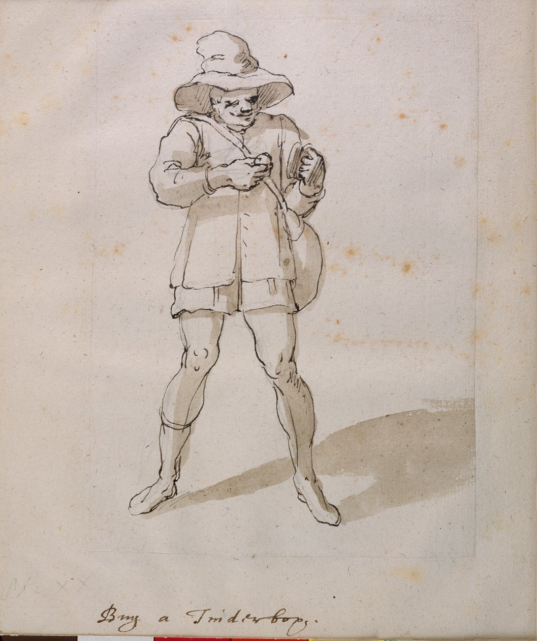 Bir teneke kutu satıcısı (kağıt üzerinde kalem ve mürekkep) by Inigo Jones