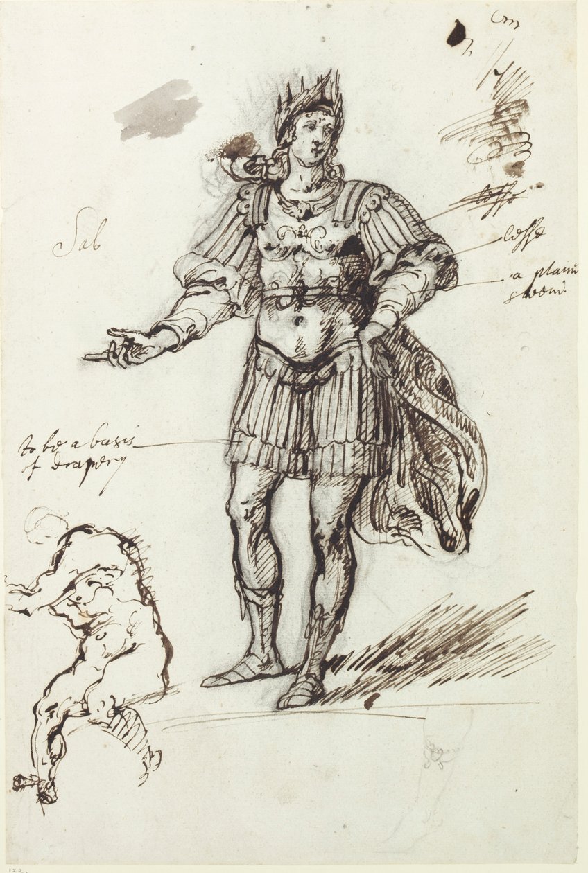 Albanactus, ön taslak (kağıt üzerine kalem ve mürekkep) by Inigo Jones
