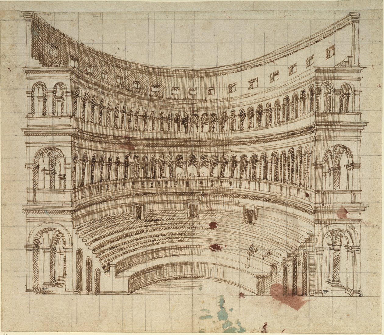 Bir amfi tiyatro (kağıt üzerine kalem ve mürekkep) by Inigo Jones
