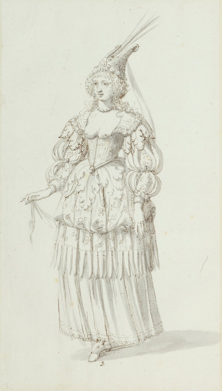 Chloris: Henrietta Maria için alternatif eskiz, c.1631 (kağıt üzerine kalem ve mürekkep) by Inigo Jones