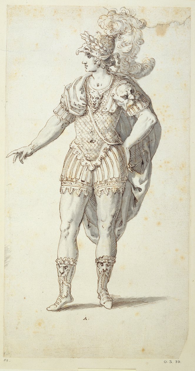 Oberon'un elbisesinin son tasarımı, c.1611 (kağıt üzerine kalem ve mürekkep) by Inigo Jones