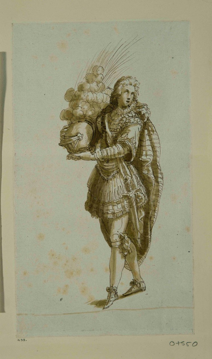Kask içeren sayfa (kağıt üzerinde kalem ve mürekkep) by Inigo Jones