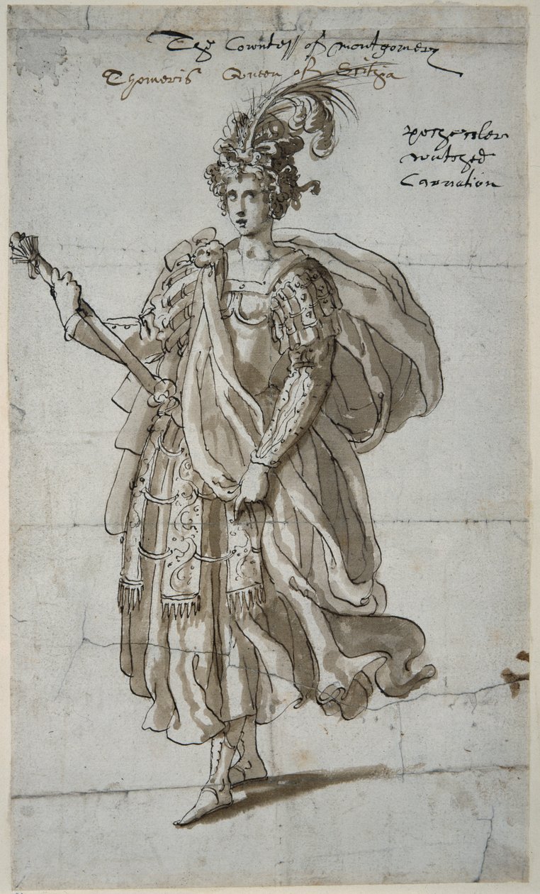 Massagetai Kraliçesi Tomyris, 1609 dolayları (kağıt üzerinde kalem ve mürekkep) by Inigo Jones