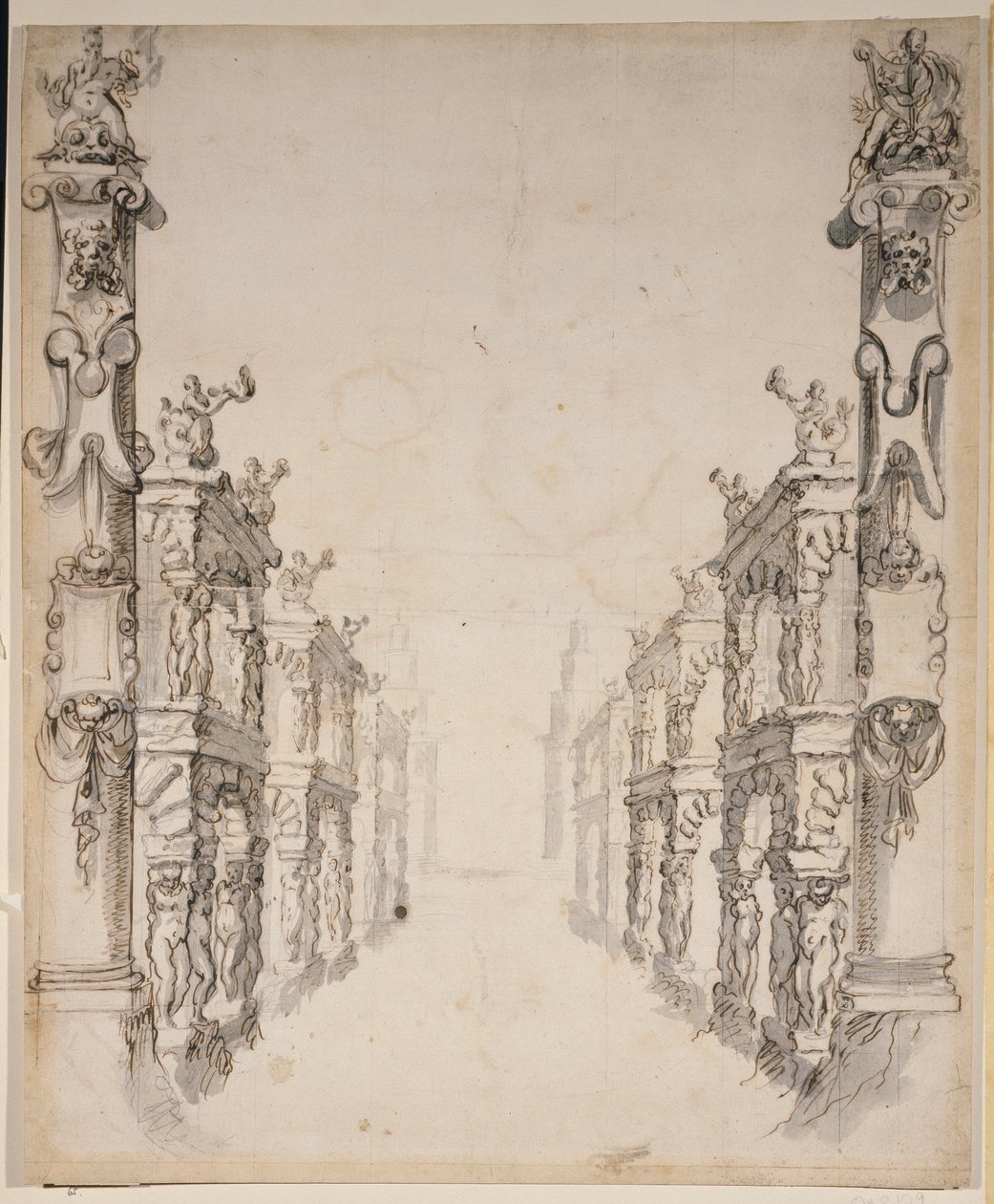 Oceanus Evi (kağıt üzerine kalem ve mürekkep) by Inigo Jones