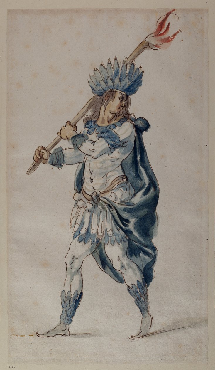 Torchbearer: bir Hintli (kağıt üzerine suluboya) by Inigo Jones