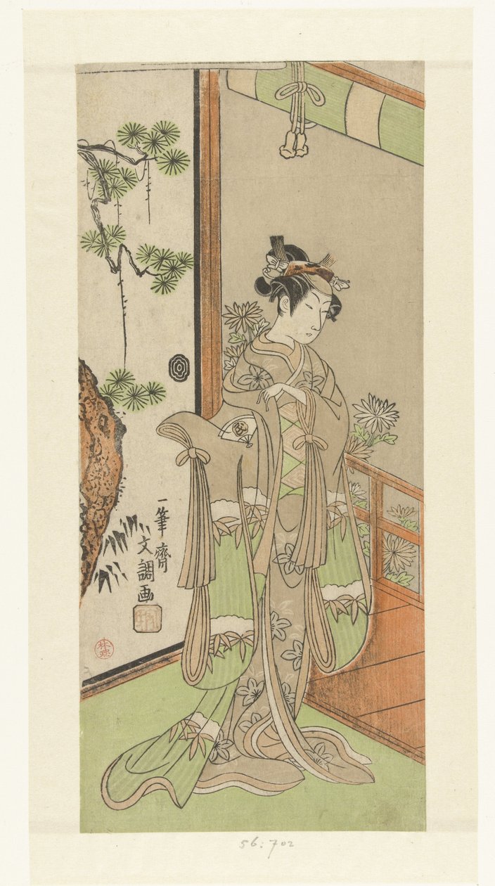 Aktör Onoe Tamizo bir kadın rolünde by Ippitsusai Bunchō