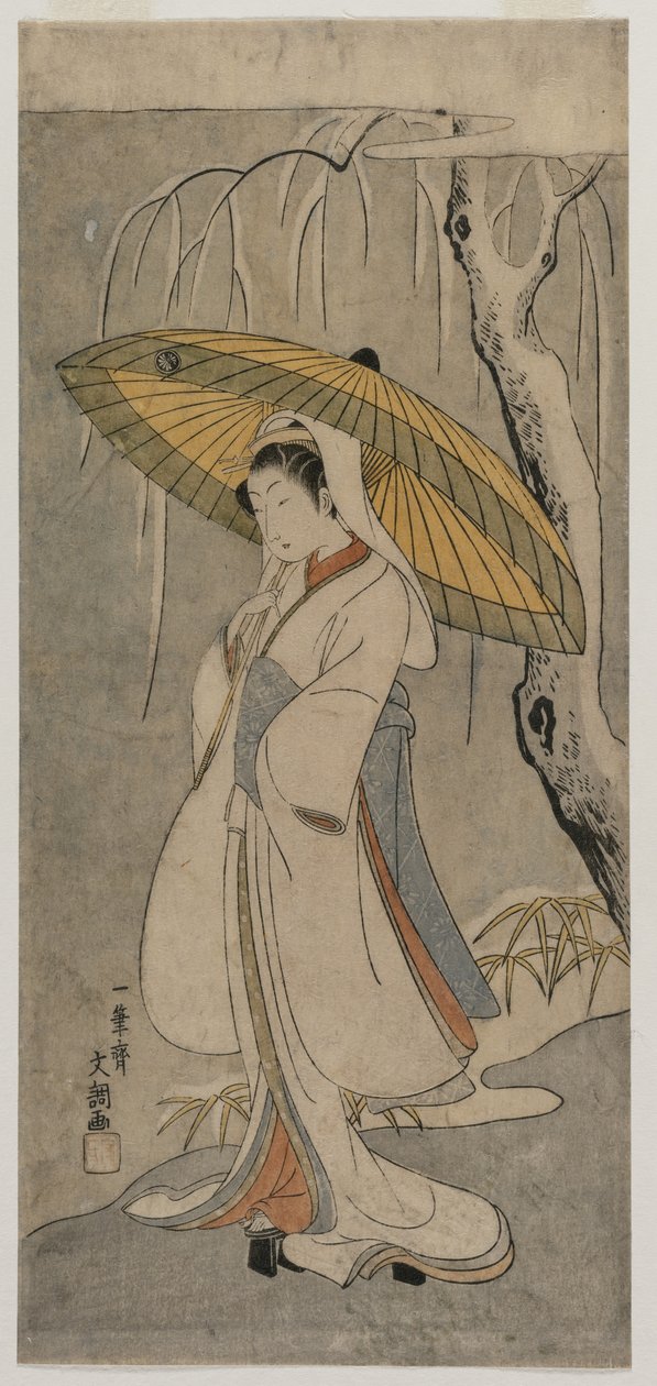 Segawa Kikunojo II as the Heron Maiden from the series Ichimura Theater, 1770. by Ippitsusai Bunchō