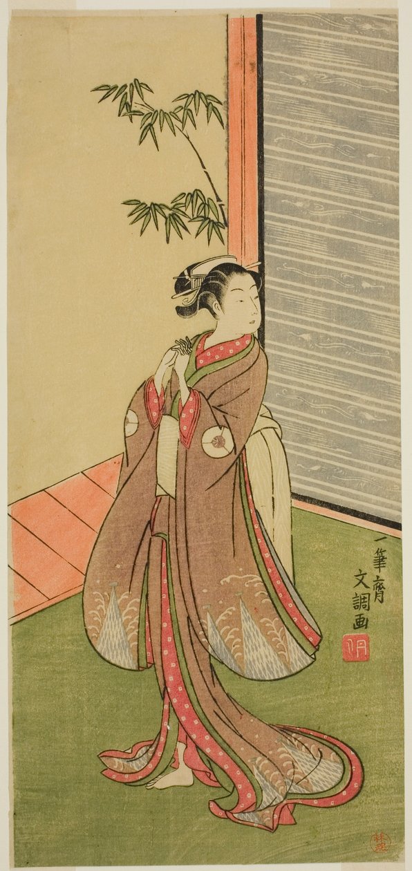 Kadın Rolünde Aktör Iwai Hanshiro IV by Ippitsusai Bunchō