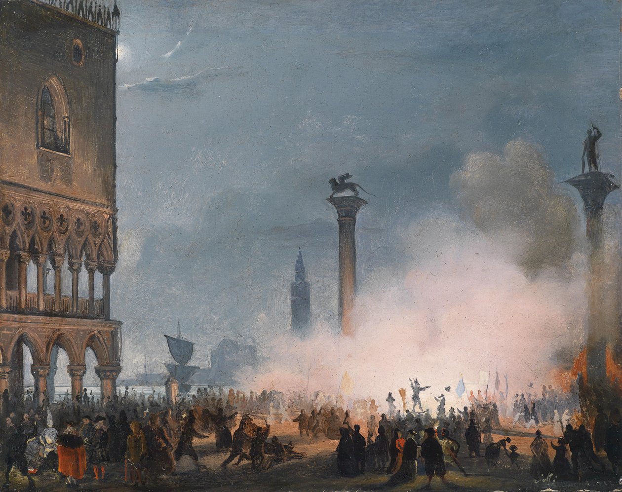Venedik, Piazzetta geceleri by Ippolito Caffi