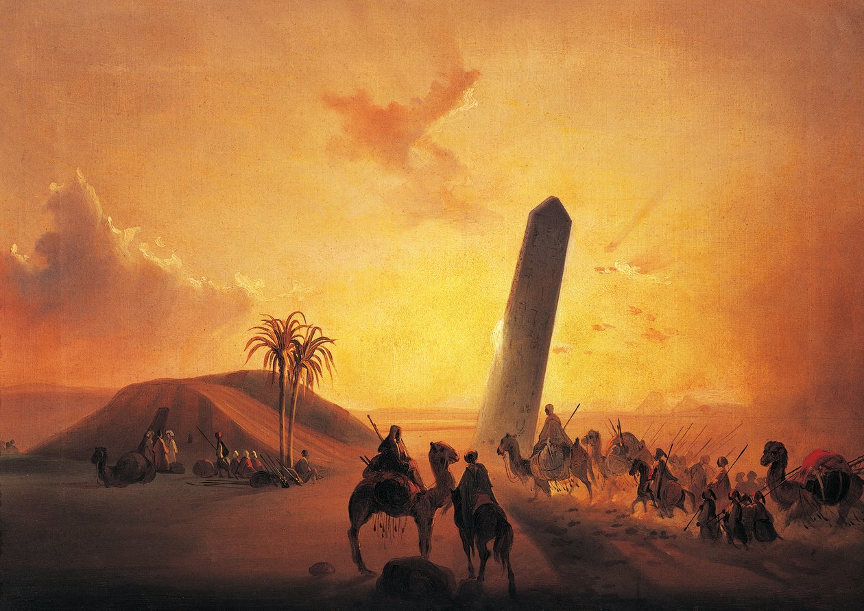 Çölde kervan, Ippolito Caffi (1809-1866) tablosu, Tuval üzerine yağlı boya, 31x44 cm by Ippolito Caffi