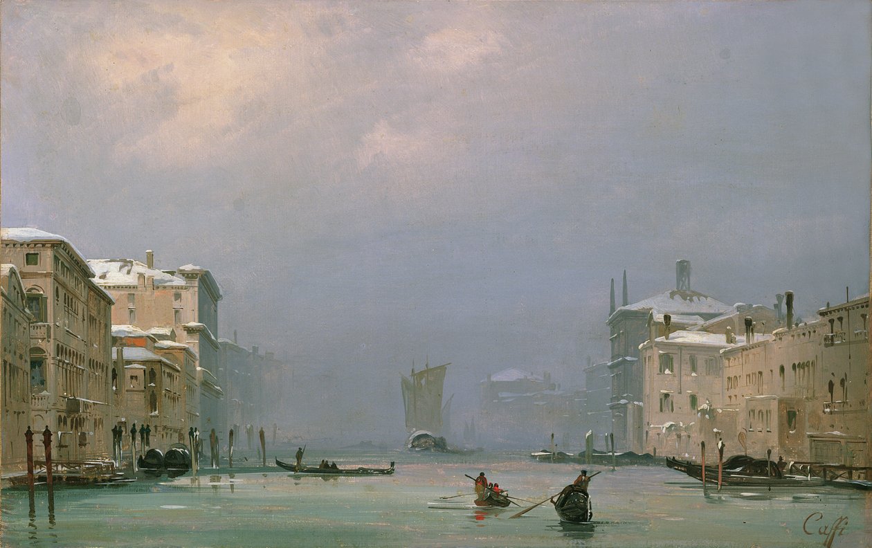 Karlı ve Buzlu Büyük Kanal, 1849 by Ippolito Caffi