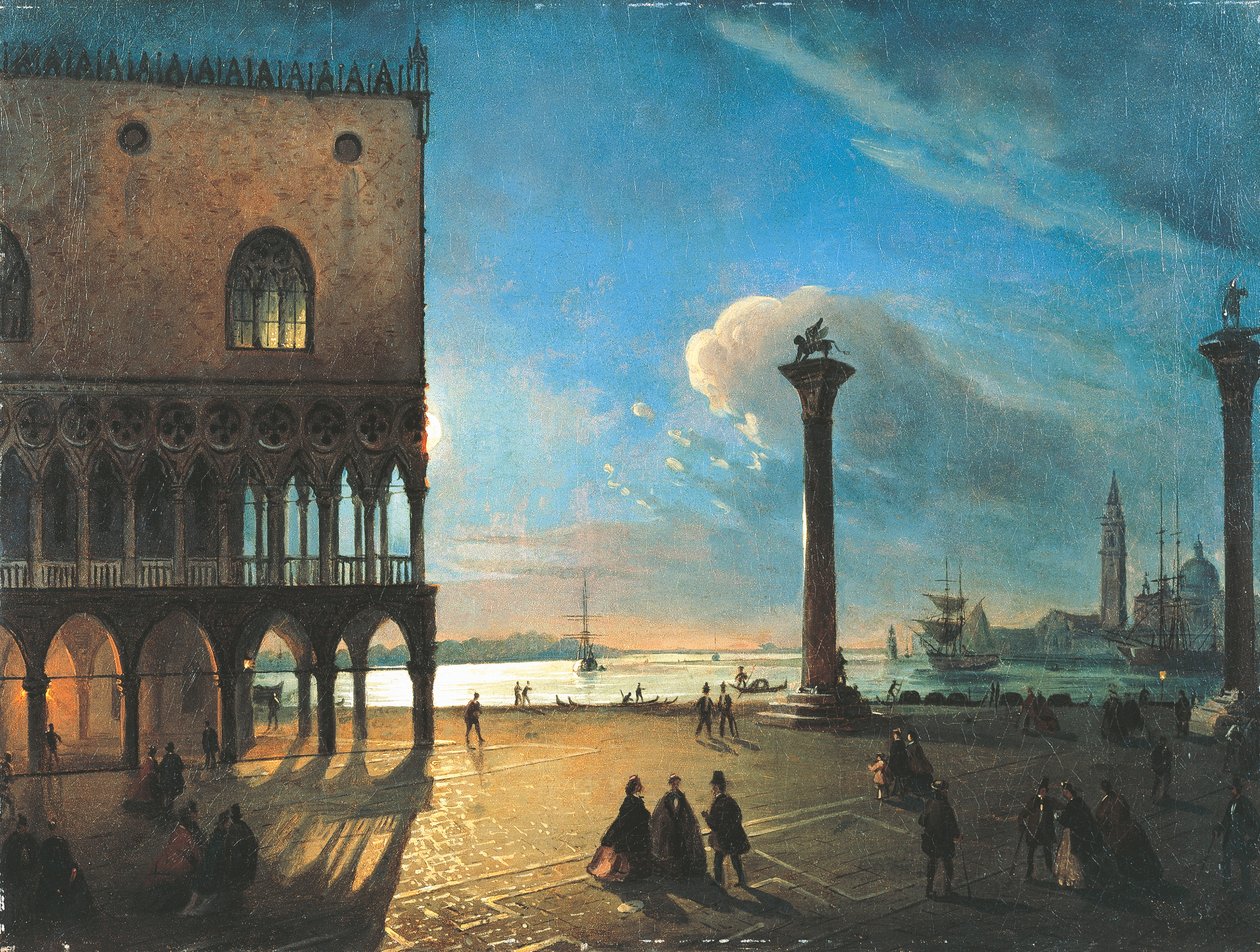 Ay ışığında Piazzetta San Marco, Venedik, Ippolito Caffi (1809-1866), tuval üzerine yağlı boya, 52x70 cm by Ippolito Caffi