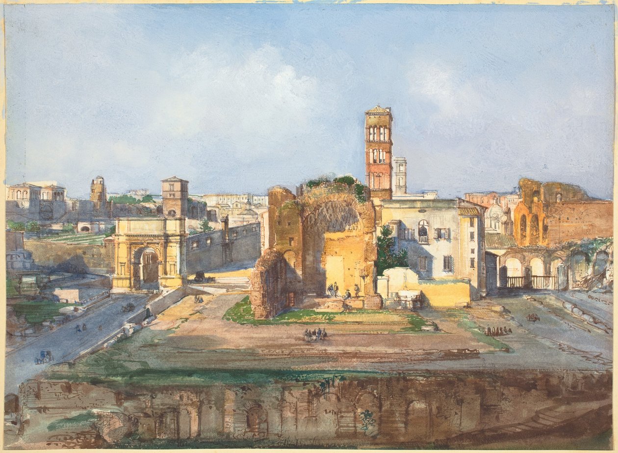 Titus Kemeri ve Roma Forumu yakınlarındaki Venüs ve Roma Tapınağı by Ippolito Caffi