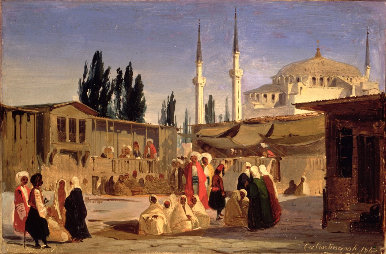 Köle Pazarı, Konstantinopolis (tuval üzerine yağlı boya) by Ippolito Caffi