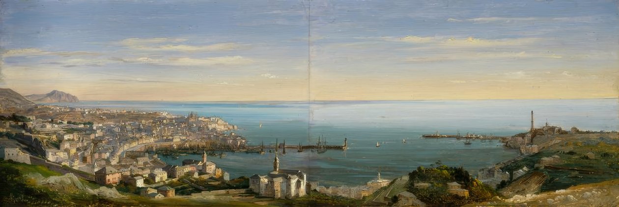 Liman ile Cenova manzarası by Ippolito Caffi