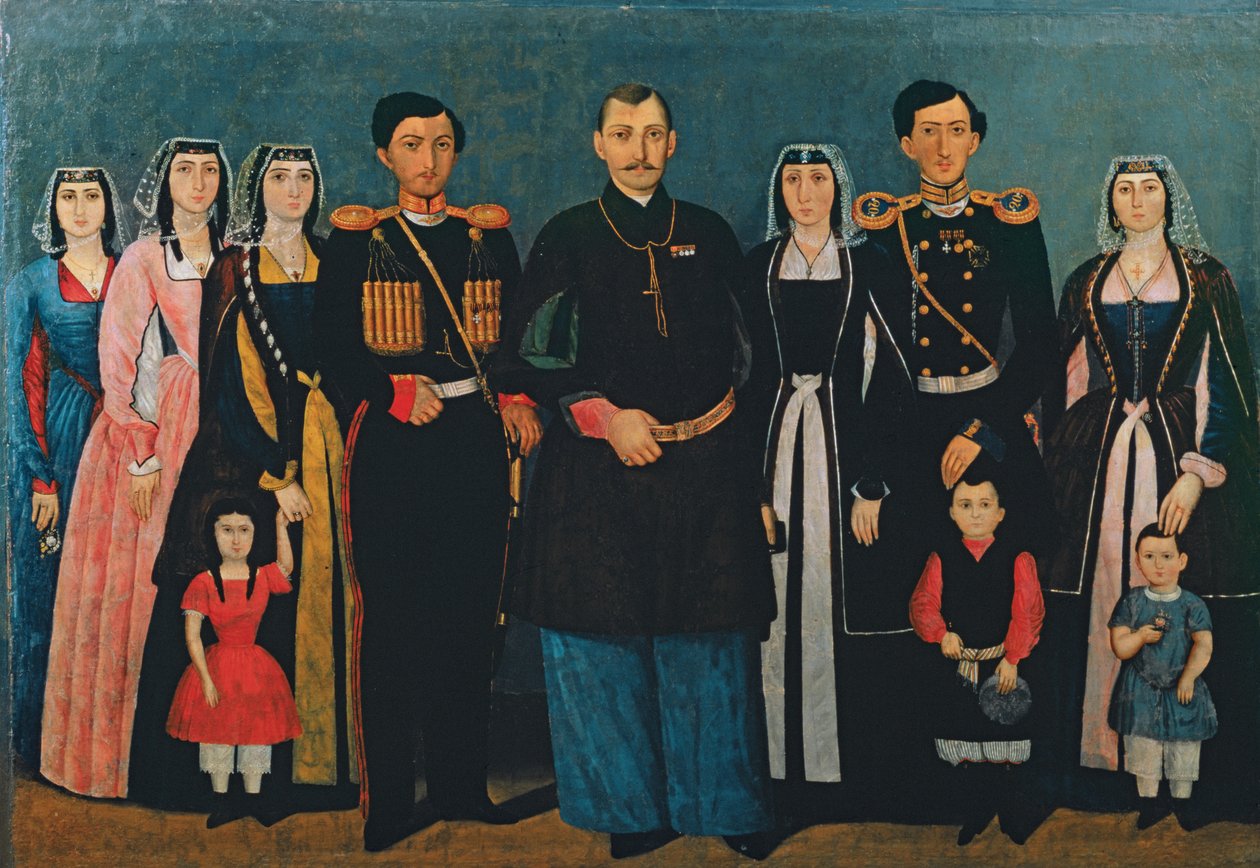 N.E. Mukhran-Batoni ailesiyle birlikte, 1862 by Iranian School