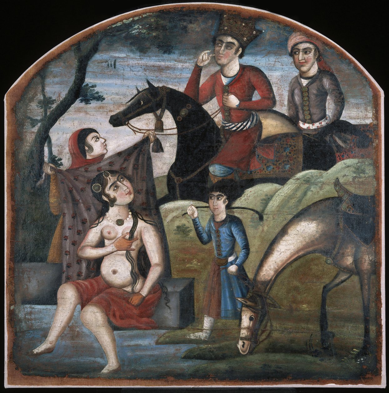 Hüsrev Şirin Banyosunu Keşfediyor. Sekiz Şiirsel Konunun Resimsel Döngüsünden, 18. Yüzyılın Ortası. by Iranian Master