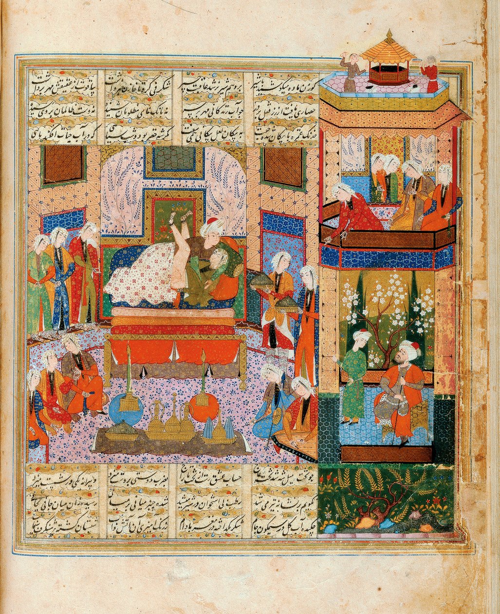 Sekiz Şair Döngüsünden Hüsrev ve Şirin Minyatür Evliliğinin Tamamlanması by Iranian Master