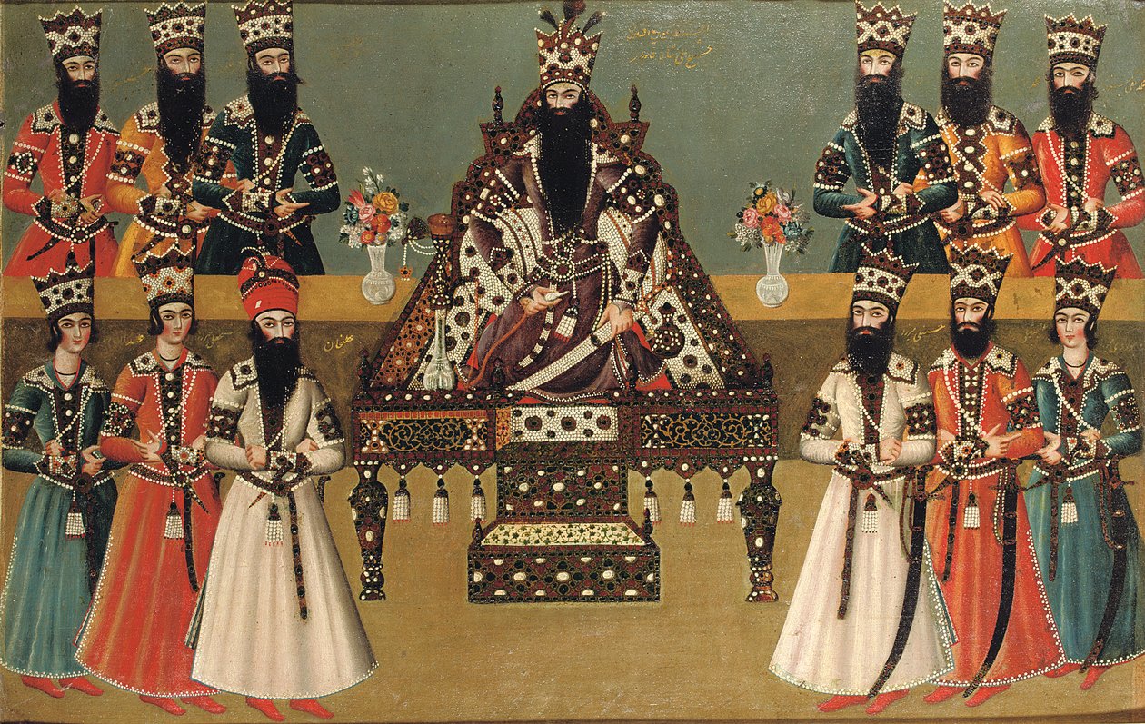 Fath "Ali Şah ve yakın saray adamları, c.1815 by Iranian School