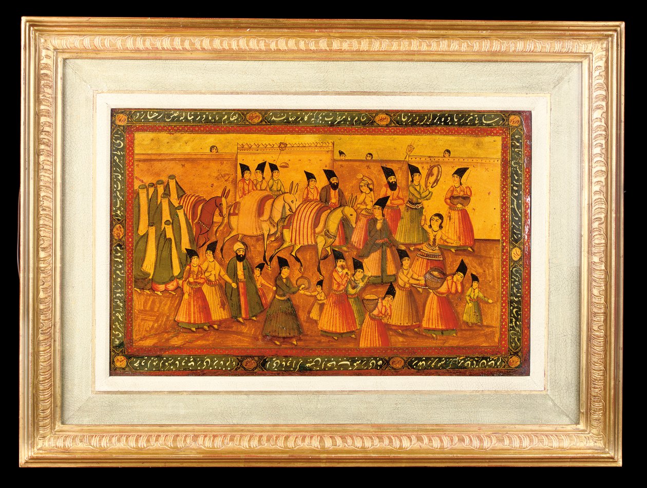 Bir çift boyalı panelden biri, Qajar Iran, 1850-75 by Iranian School