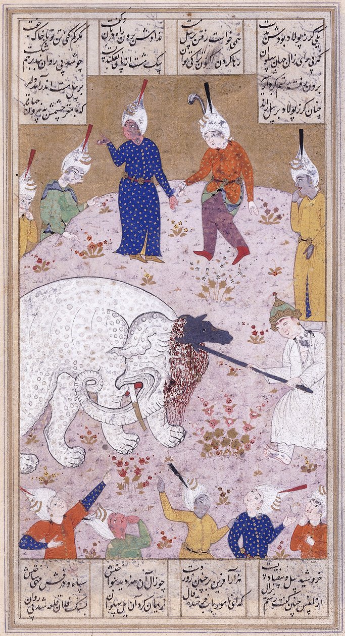 Beyaz Fili Katleden Genç Rüstem, 1545 dolayları by Iranian School