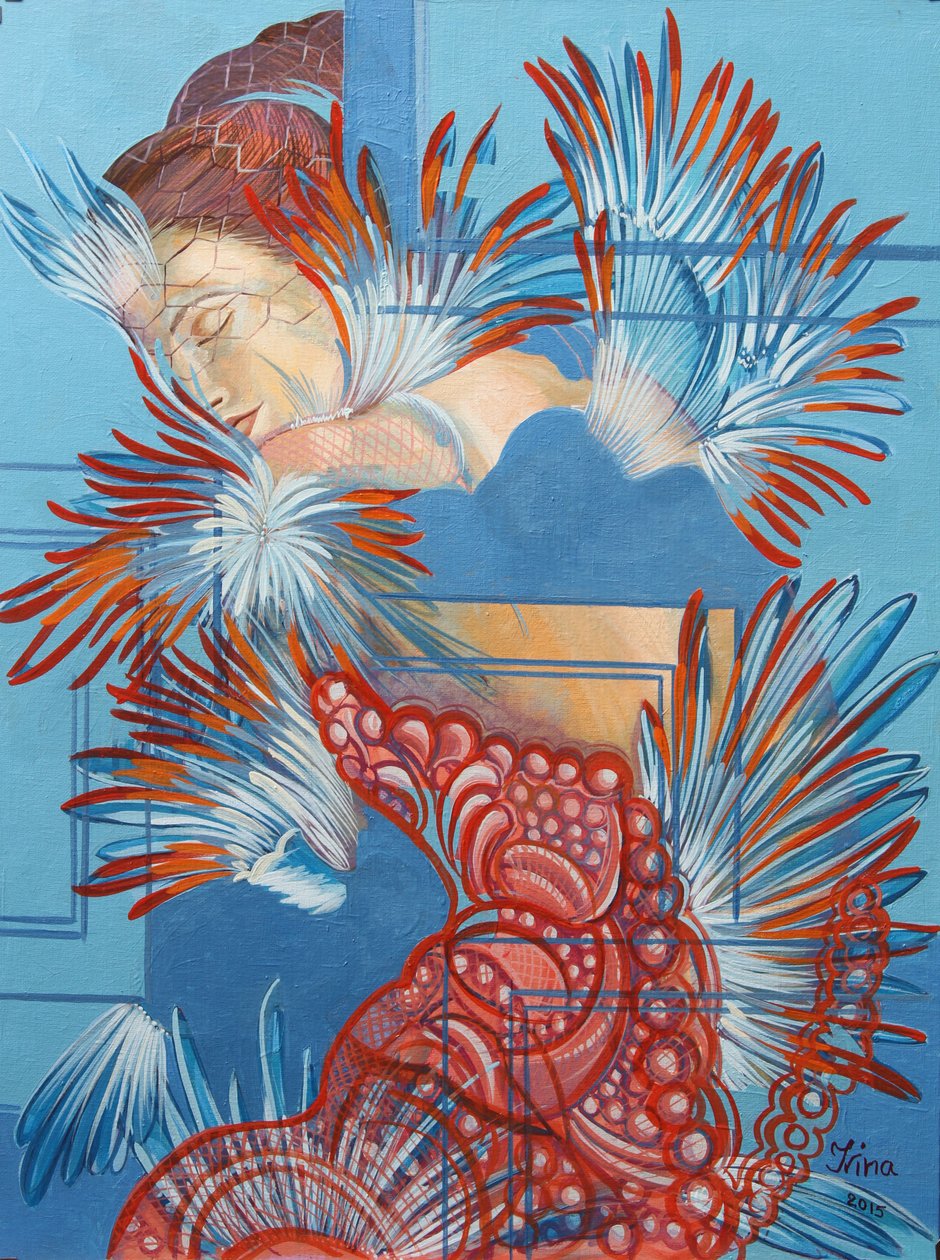 Kırmızı Elbise ve Chickadees, 2015 by Irina Corduban