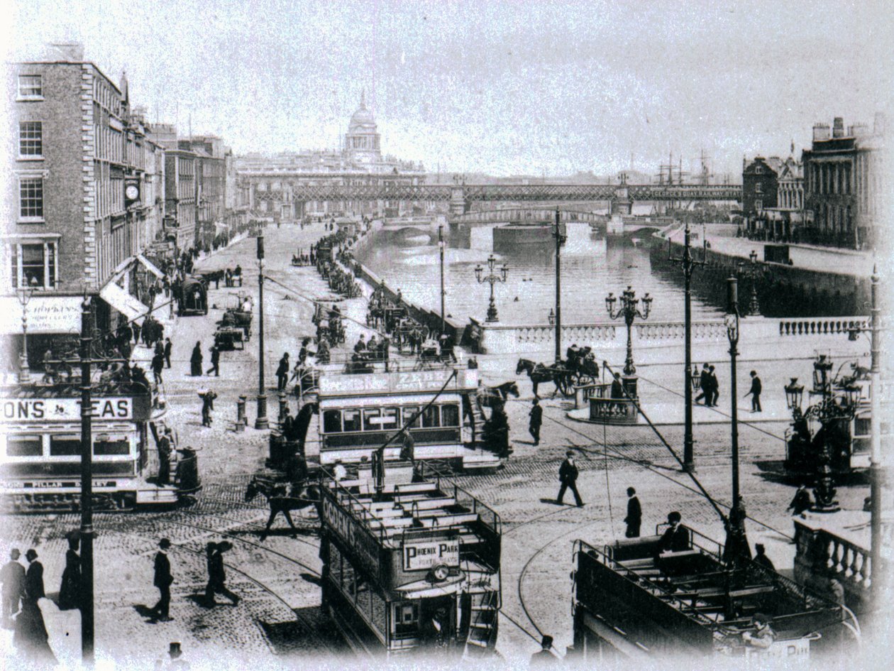 O Connell Köprüsü ve Liffey Nehri, Dublin, c.1900 by Irish Photographer