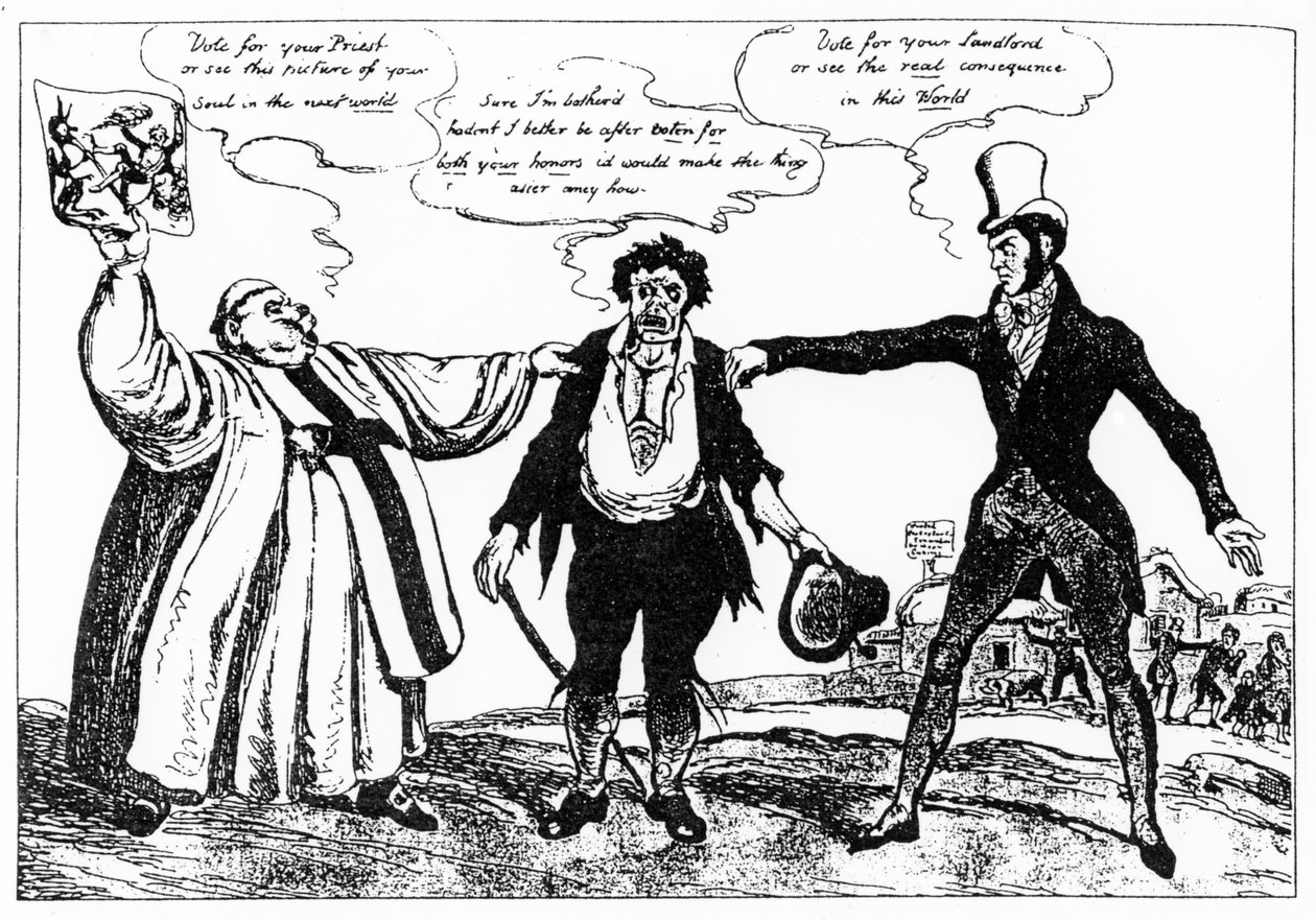 Clare İlçesi Ara Seçim Kampanyası Karikatürü, 1828 by Irish School