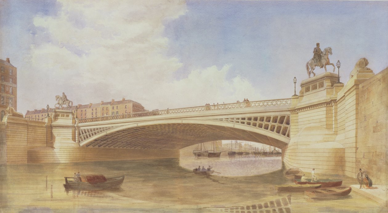 Messrs Turner ve Page (wc) ofisine atfedilen Carlisle Bridge, şimdi OConnell Bridge, Dublin için tasarım by Irish School