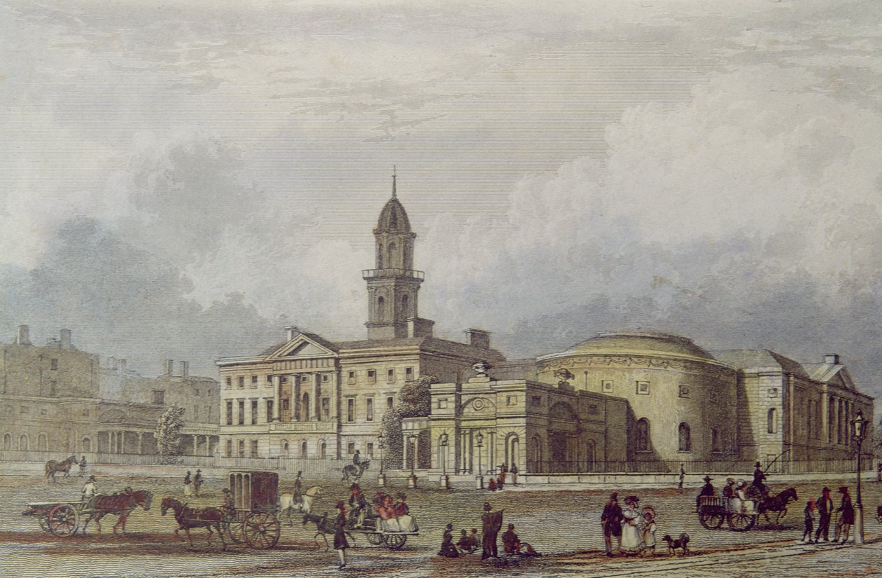 The Rotunda Hospital, Dublin (colour lithograph) by Irish School
