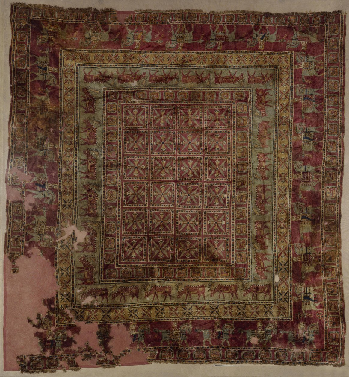 Tüylü halı, Pazyryk Kültürü, Erken Demir Çağı, MÖ 5. - 4. yy (yün) by Iron Age