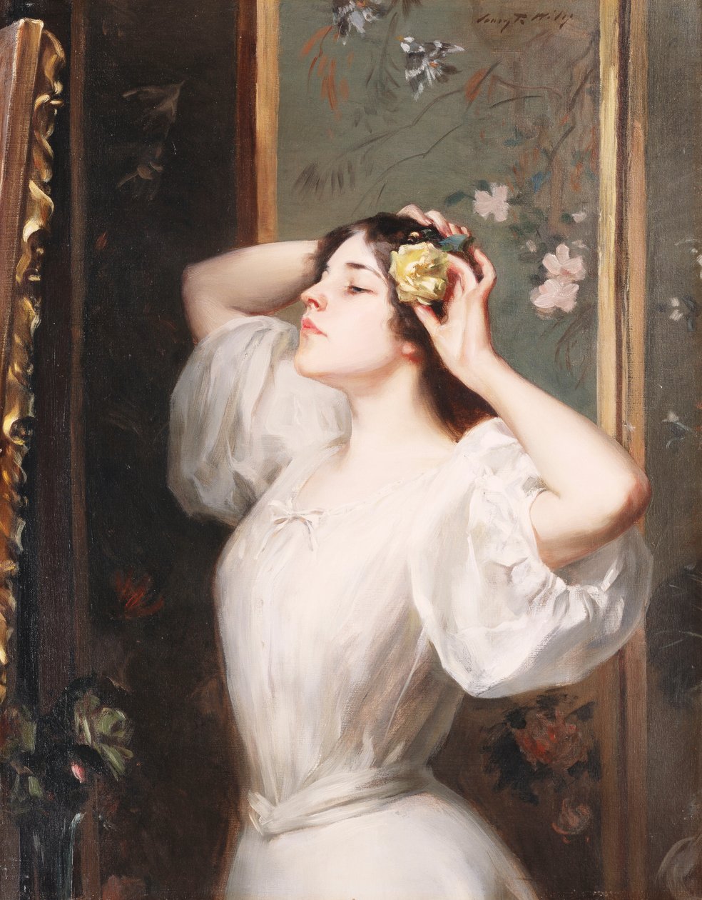 Sarı Gül, 1900 civarı (tuval üzerine yağlı boya) by Irving Ramsay Wiles