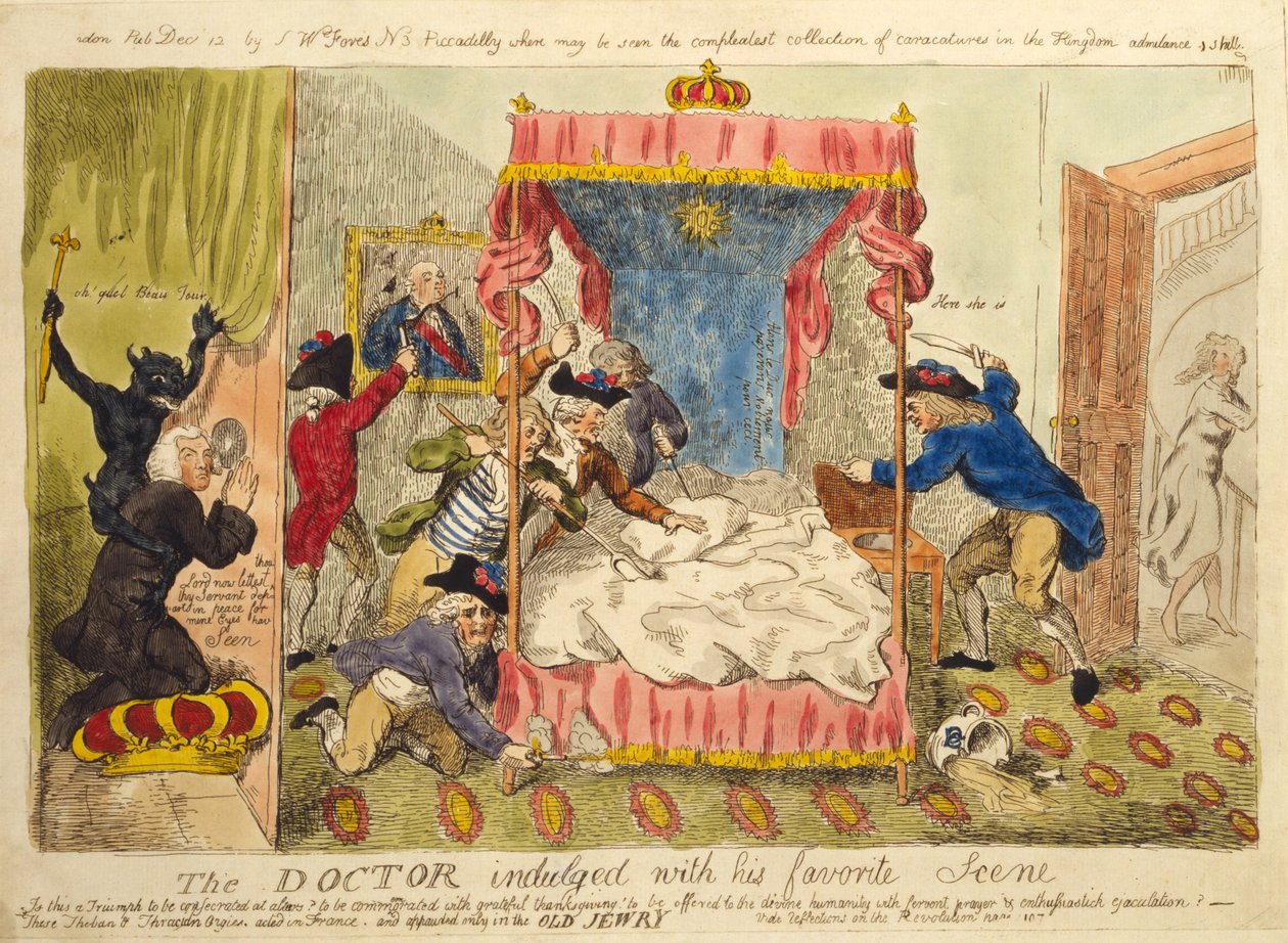 Doktor, En Sevdiği Sahneden Hoşlandı, 1790 (el ile boyanmış gravür) by Isaac Cruikshank