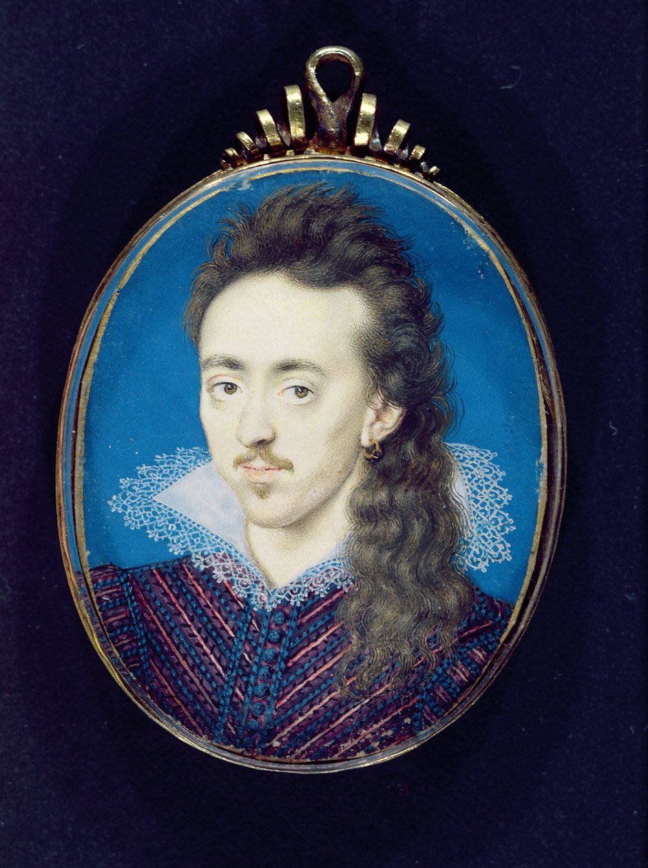 Dudley North (1581-1617) 3. Baron North, 1608-10 (karton üzerine yerleştirilmiş parşömen üzerine gövde rengi) by Isaac Oliver