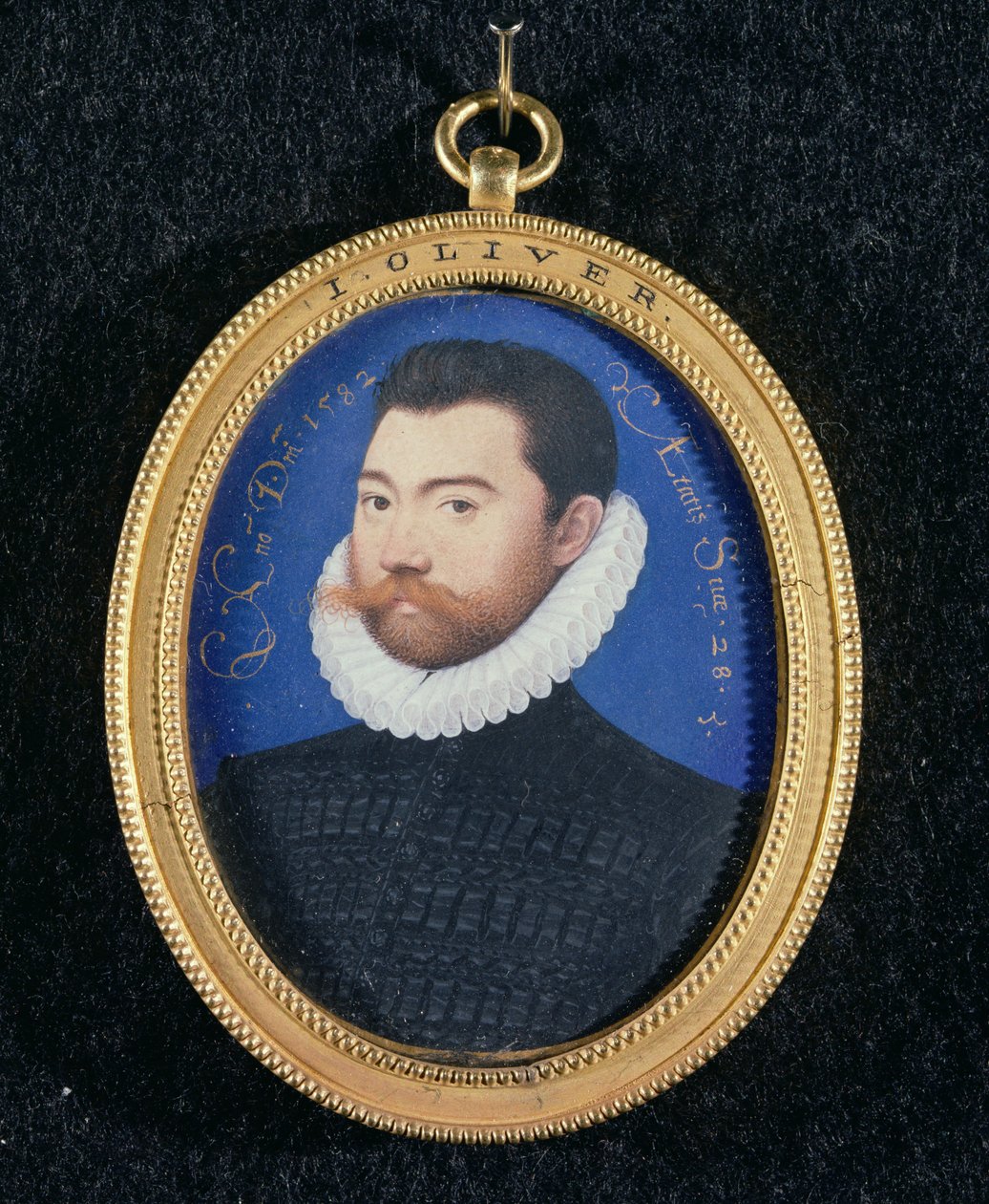 Bilinmeyen bir adamın portresi, 28 yaşında, 1582 (parşömen üzerine wc) by Isaac Oliver